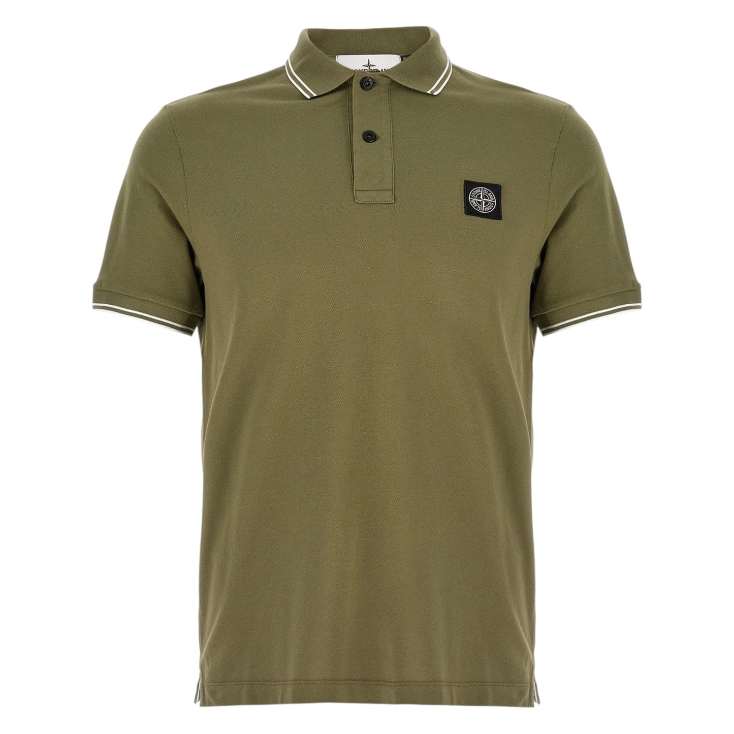 Stone Island Pique Cotton Khaki Green Polo Shirt