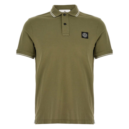Stone Island Pique Cotton Khaki Green Polo Shirt