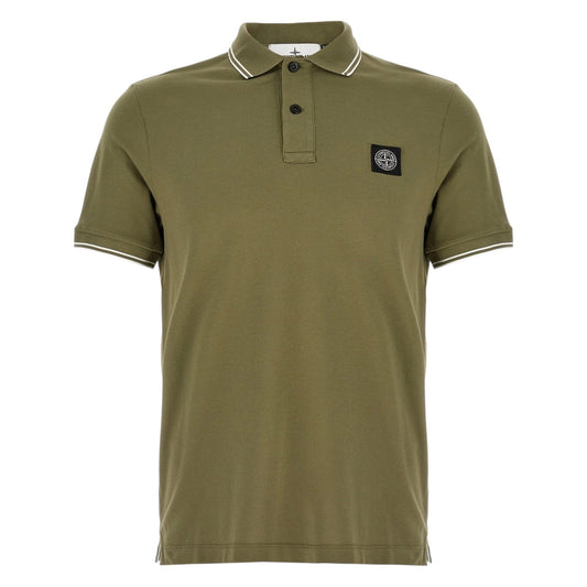 Stone Island Pique Cotton Khaki Green Polo Shirt
