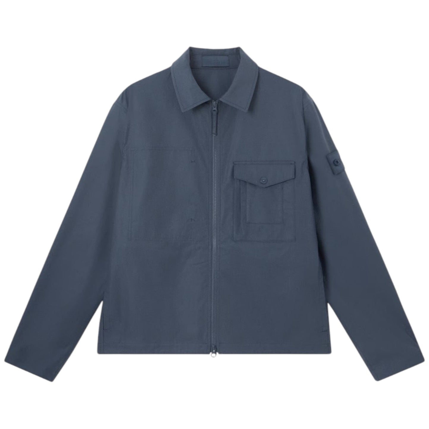 Stone Island All-Weather Cotton Canvas S.I. Ghost Slate Blue Overshirt