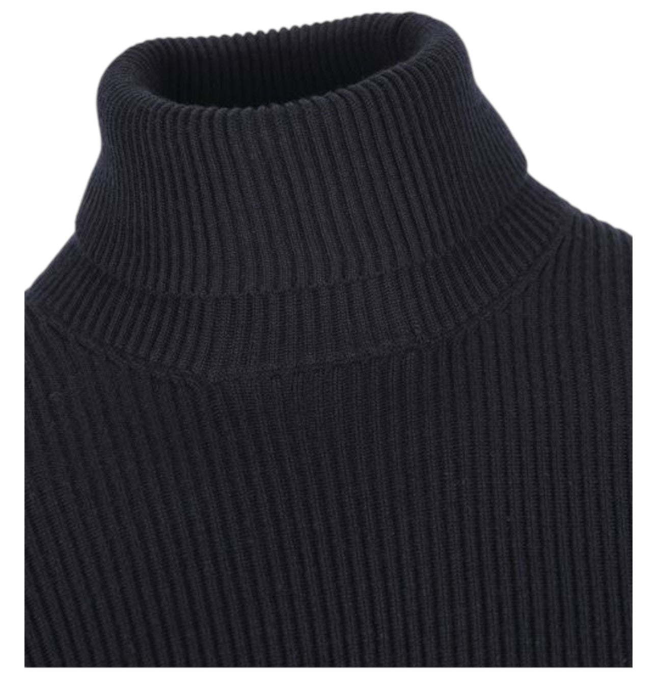 Stone Island Navy Blue Full Rib Wool Turtleneck Sweatshirt