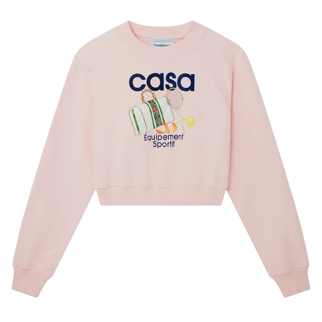 Casablanca Printed Cropped Sweatshirt Equipement Sportif Pink Sweatshirts Womens