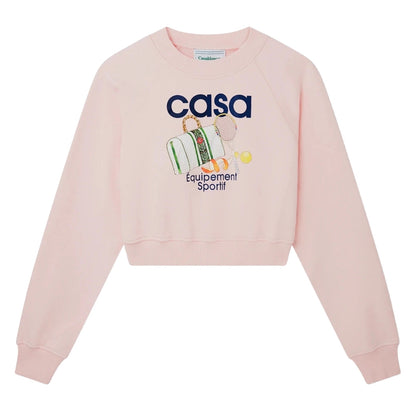 Casablanca Printed Cropped Sweatshirt Equipement Sportif Pink Sweatshirts Womens