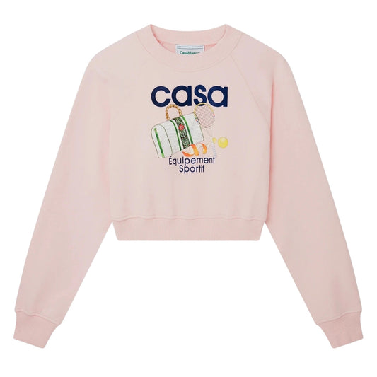 Casablanca Printed Cropped Sweatshirt Equipement Sportif Pink Sweatshirts Womens