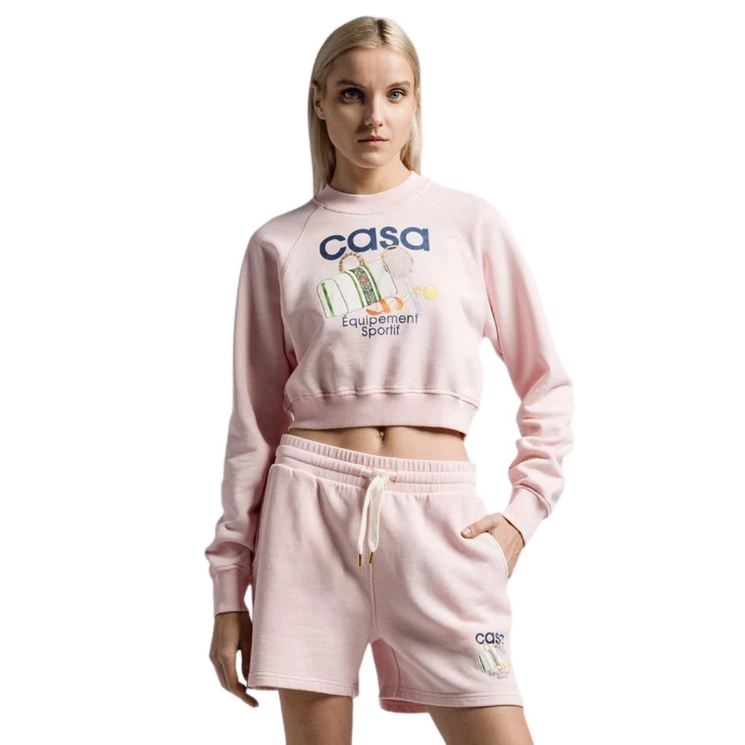 Casablanca Printed Cropped Sweatshirt Equipement Sportif Pink Sweatshirts Womens