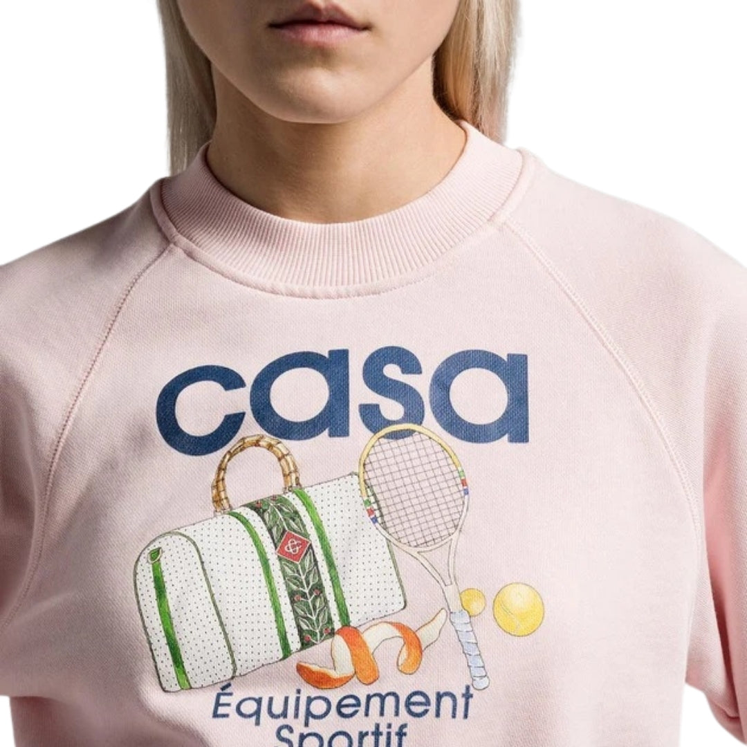 Casablanca Printed Cropped Sweatshirt Equipement Sportif Pink Sweatshirts Womens