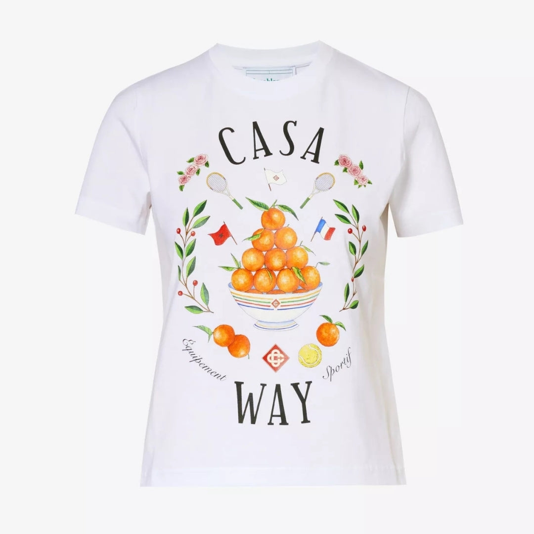 Casablanca Printed Fitted  T-Shirt Casa Way White  T-Shirts Womens