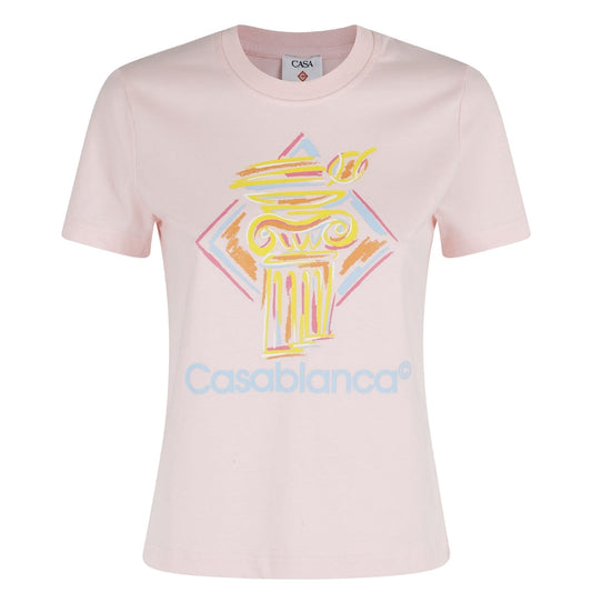 Casablanca Printed Fitted  T-Shirt Diamond Column Pink  T-Shirts Womens