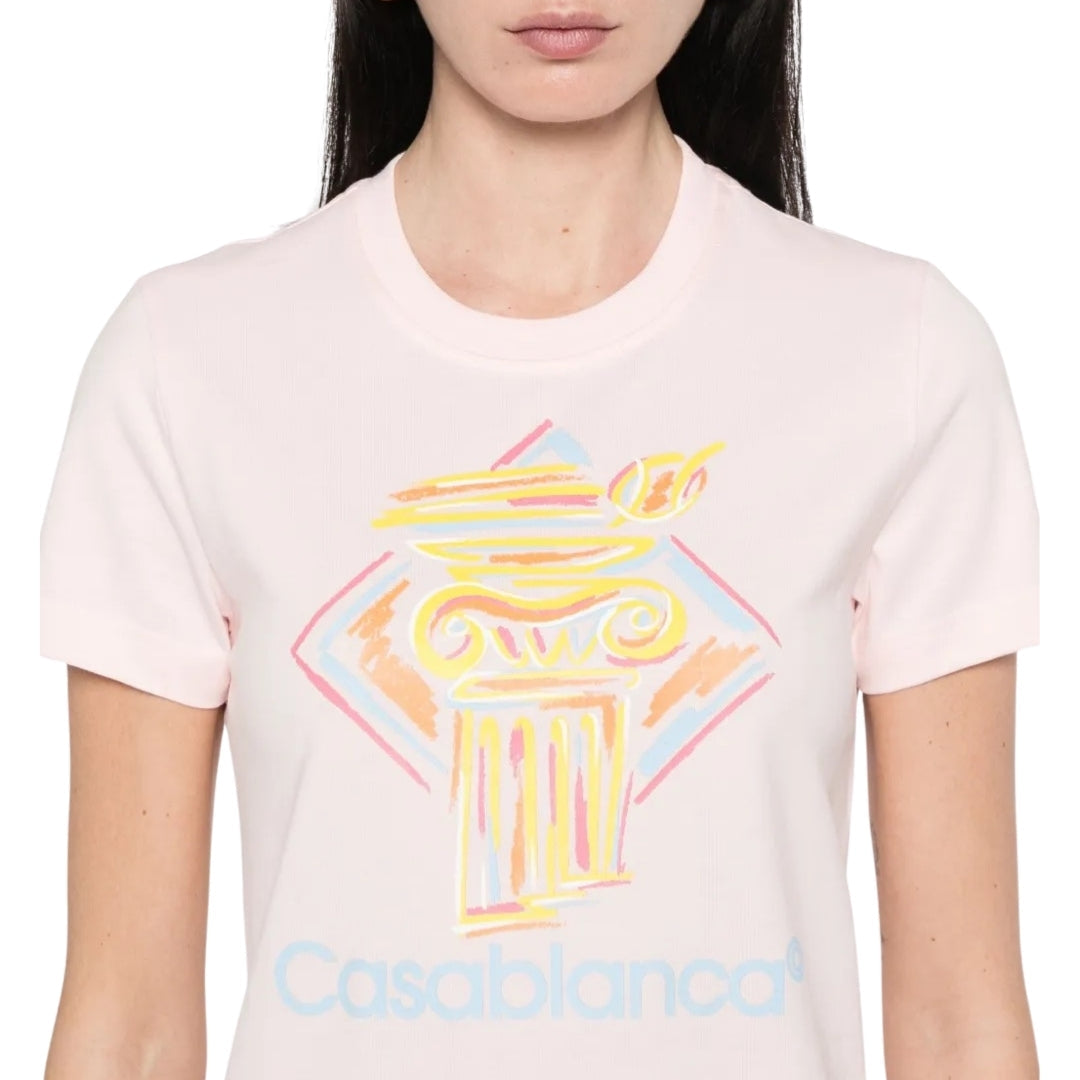 Casablanca Printed Fitted  T-Shirt Diamond Column Pink  T-Shirts Womens