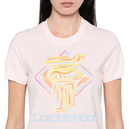 Casablanca Printed Fitted  T-Shirt Diamond Column Pink  T-Shirts Womens
