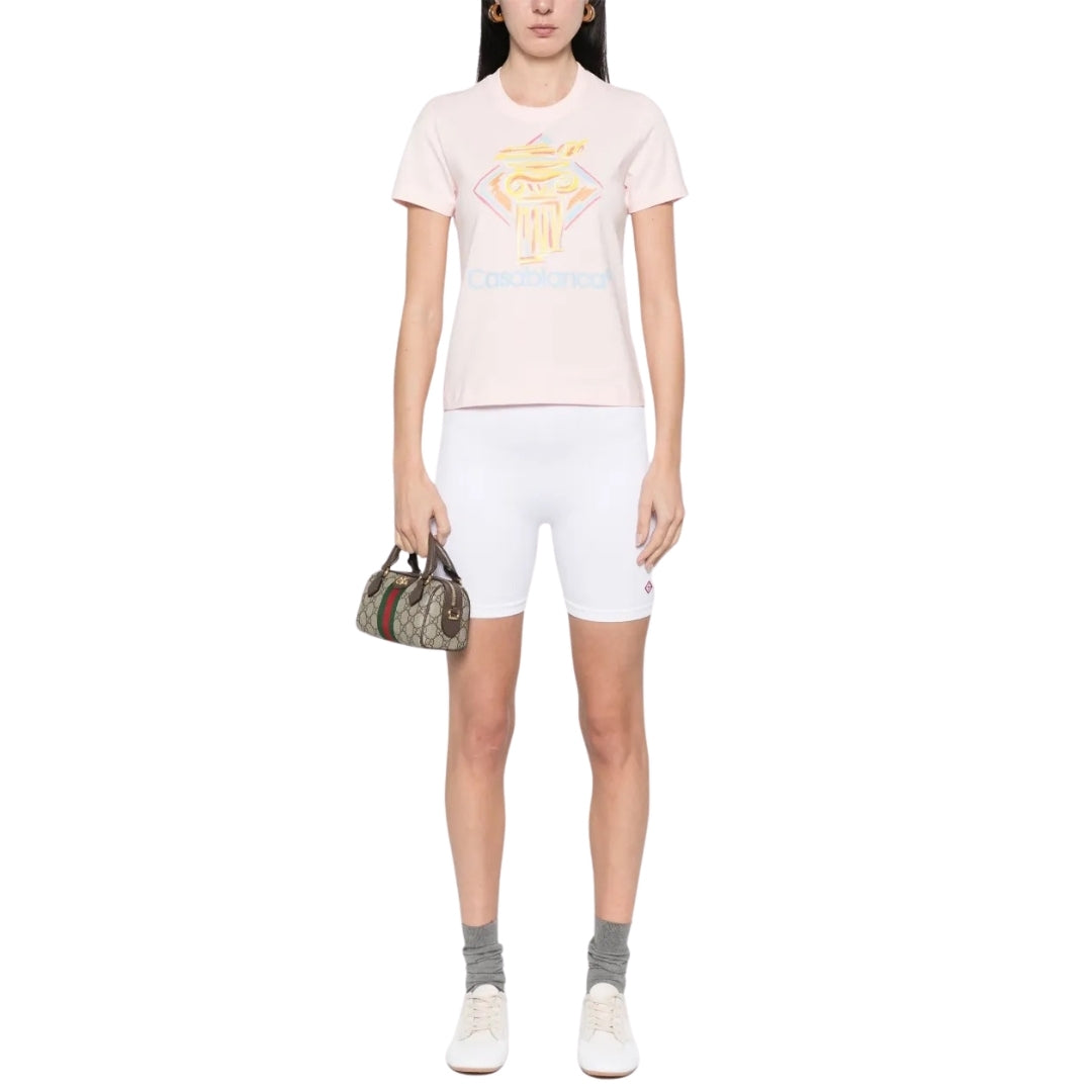 Casablanca Printed Fitted  T-Shirt Diamond Column Pink  T-Shirts Womens