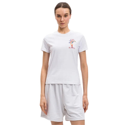 Casablanca Printed Fitted  T-Shirt Nature Teacher White  T-Shirts Womens