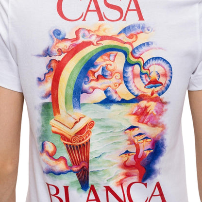 Casablanca Printed Fitted  T-Shirt Nature Teacher White  T-Shirts Womens