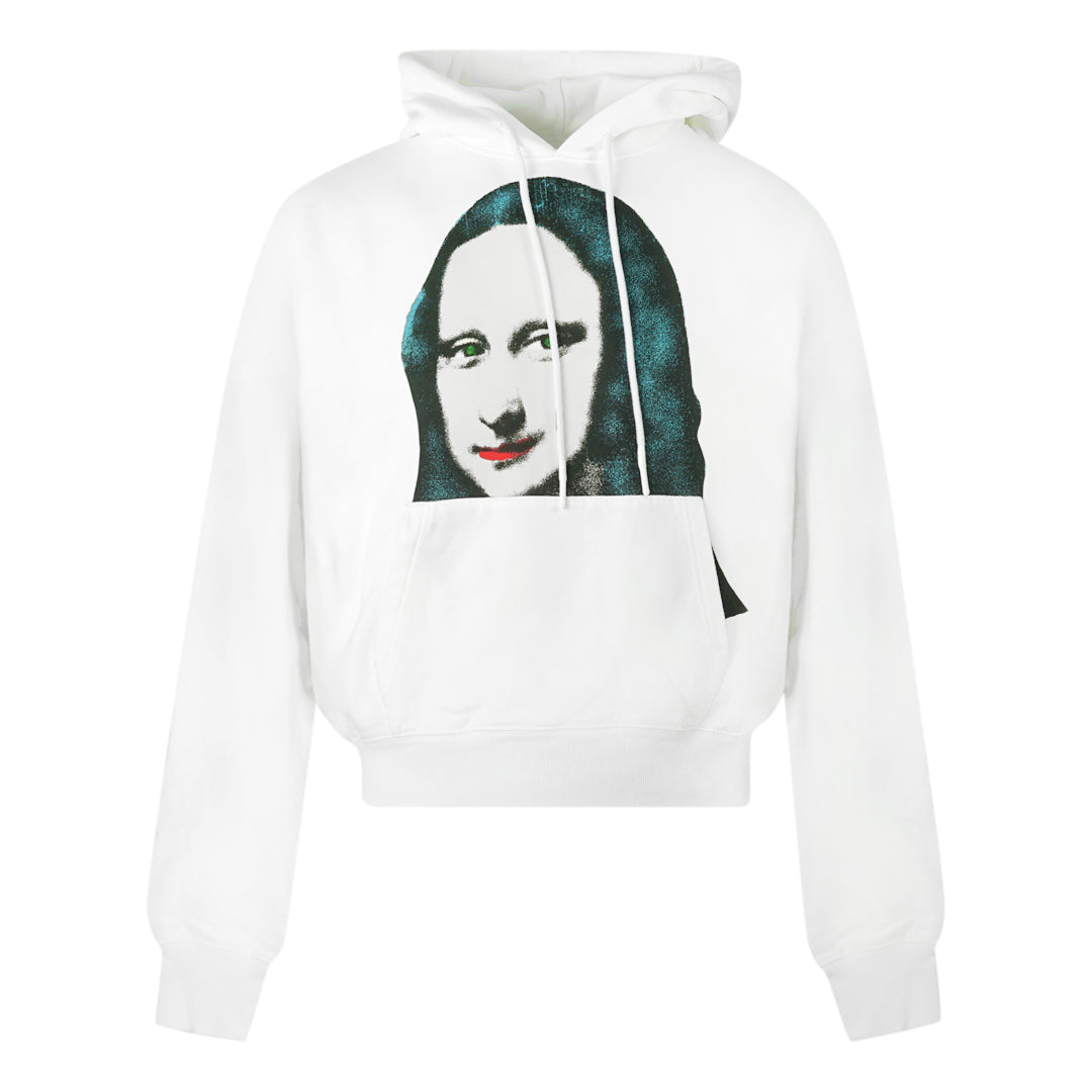 Off White MonaLisa Print Logo White Hoodie OMBB037E20FLE009 0110 - Style Centre Wholesale