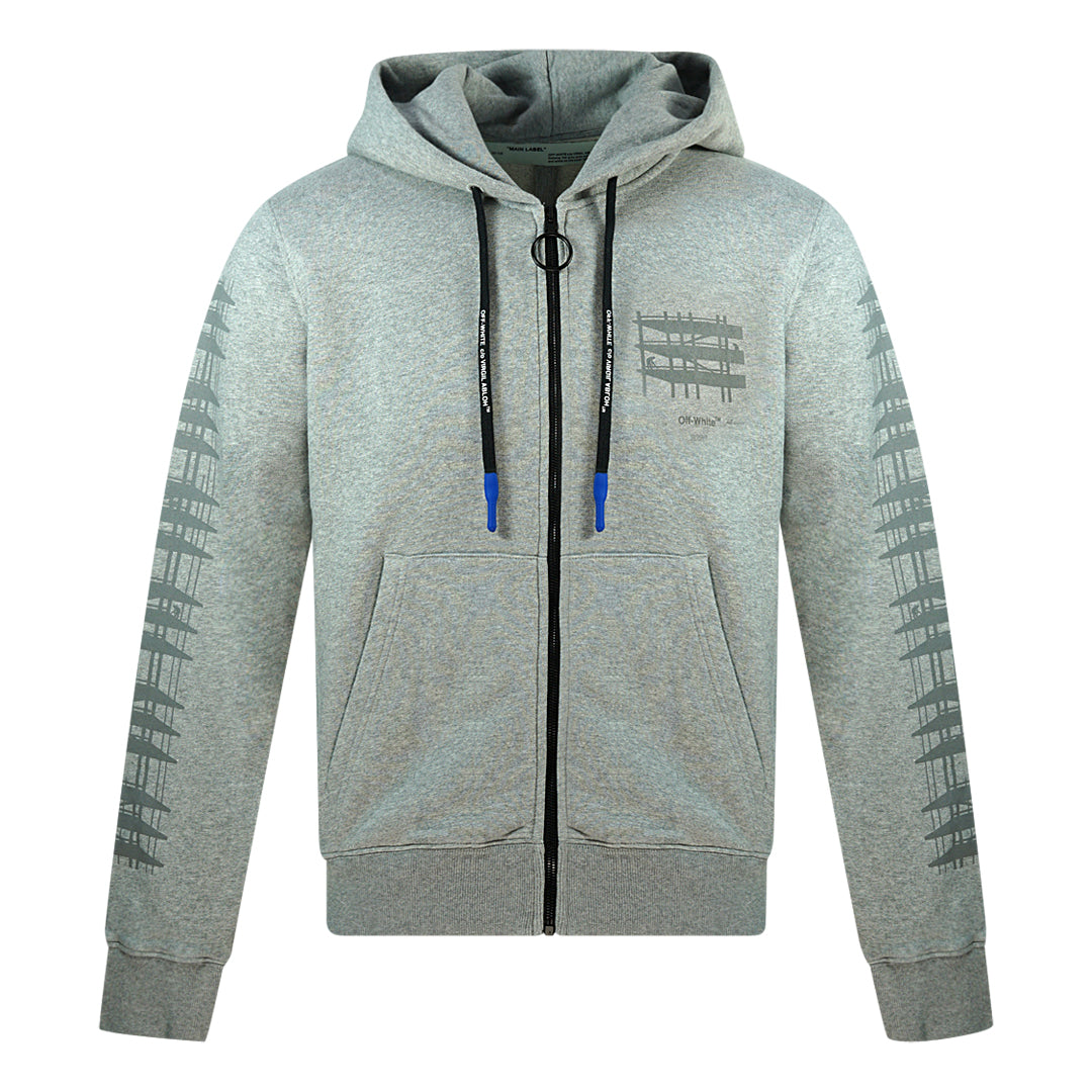 Off-White Diag Indus Dripogo Grey Zip Up Hoodie
