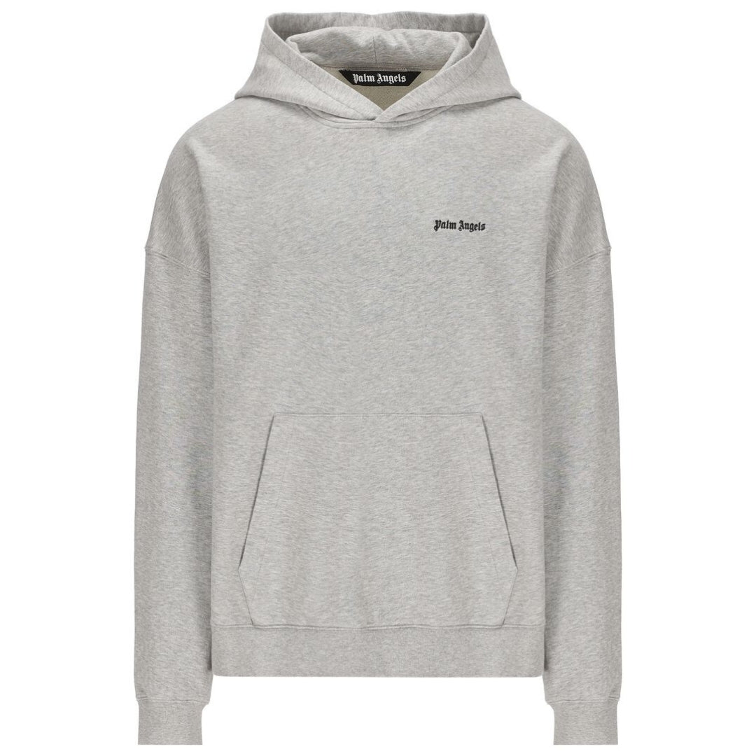Palm Angels Embroidered Logo Grey Hoodie - Style Centre Wholesale