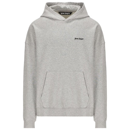 Palm Angels Embroidered Logo Grey Hoodie - Style Centre Wholesale