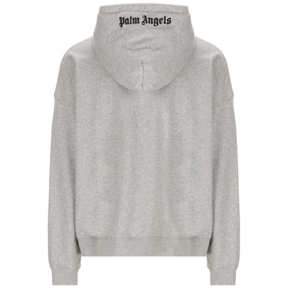 Palm Angels Embroidered Logo Grey Hoodie - Style Centre Wholesale