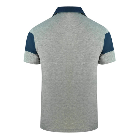 Aquascutum Colour Block Aldis Crest Chest Logo Grey Polohirt