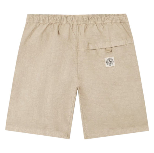 Stone Island, Bermuda Shorts in Biscuit with Panama Weave
