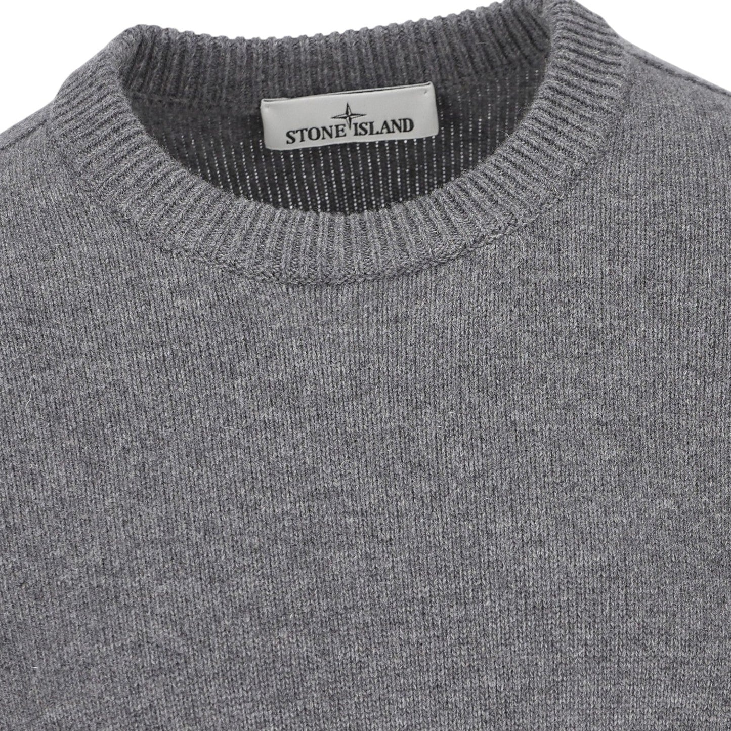 Stone Island, Cement Melange Lambswool Jumper - True Labels