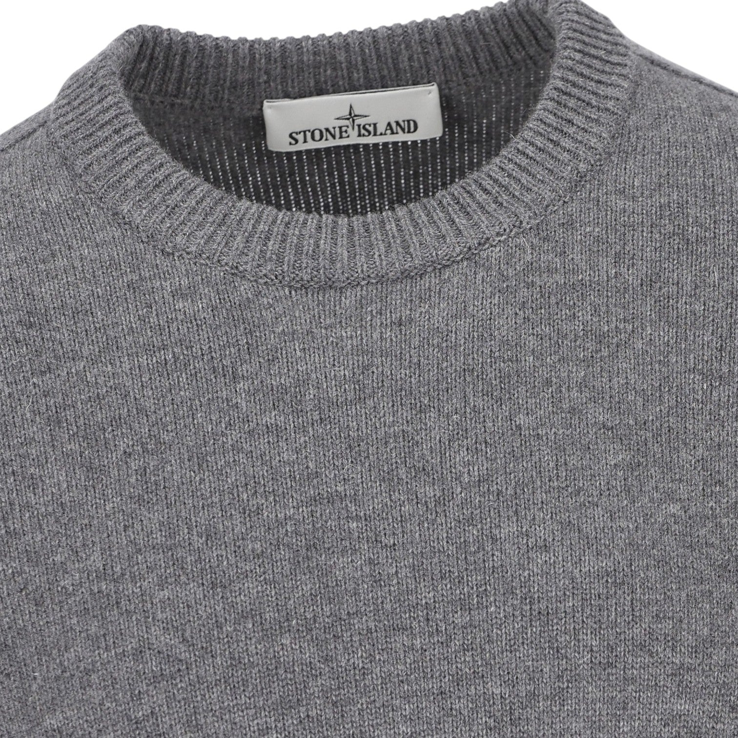 Stone Island, Cement Melange Lambswool Jumper - True Labels