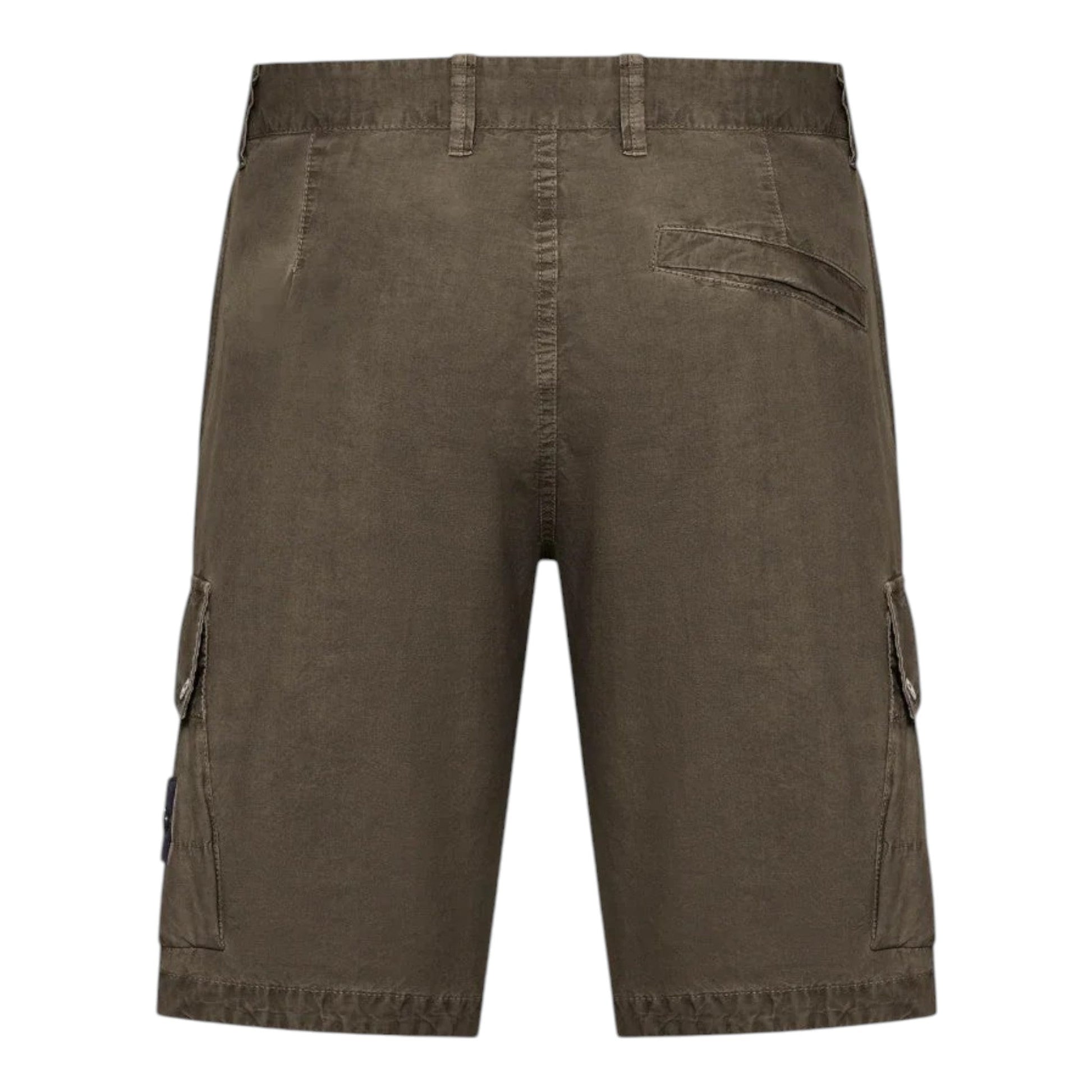 Stone Island, Slim Fit Cargo Shorts with Zip Pockets in Military Green