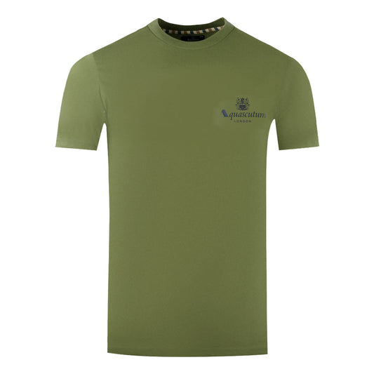 Aquascutum London Aldis Brand Logo On Chest Army Green T Shirt - Style Centre Wholesale